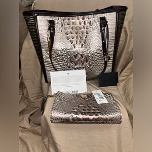 Brahmin Metallic Rose Shoulder Bag Set